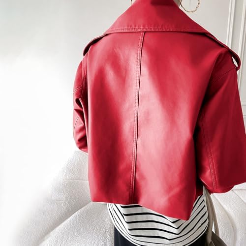 Trendy Cropped Coat Faux Leather Jacket Women Oversized Motorcycle