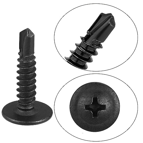 KAEGOUSY 100PCS Self Drilling Screws 4.2x19 mm Black Wafer Head Screws Wafer Head Screws Steel Self Tapping Screws for Wood Drywall Metal Plastic Panels Sheet Metal - Image 3