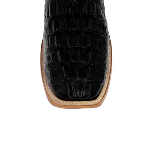 Mens Black Western Leather Cowboy Boots Crocodile Tail Print Square 7 2E Us #TOP4