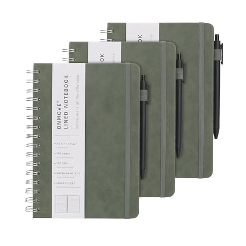 Carnet à spirale A5 avec couverture en cuir rigide verte pour protéger vos notes de bureau
