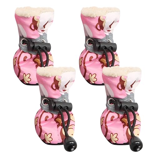 CutitiUU Dog Boots,2 Pairs Dog Paw Protectors Anti Slip Dog Socks Paws Stop Licking,Warm,Dog Boots Waterproof with Adjustable Strap for Puppy Dog Indoor Outdoor Walking (Pink)