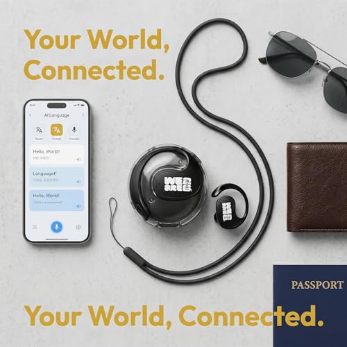 Image of X15 PRO Translation Earbuds, Official FIFA Licensed Product, Waterproof Open Ear Bluetooth, Support 148 Languages Real-Time Translation, for Watching, Travelling & Business | Black