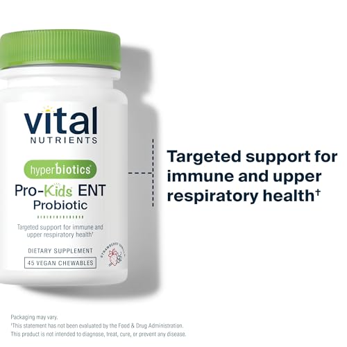 Hyperbiotics Vital Nutrients Pro Kids Probiotic ENT | Toddler Probiotics for Kids Ear, Nose and Throat | Targeted Immune and Digestive Health | Strawberry-Vanilla 45 Sugar-Free Chewable Tablets - Image 5
