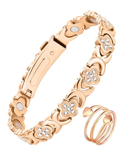 Bracelet magnétique Jecanori en acier titane réglable pour femme