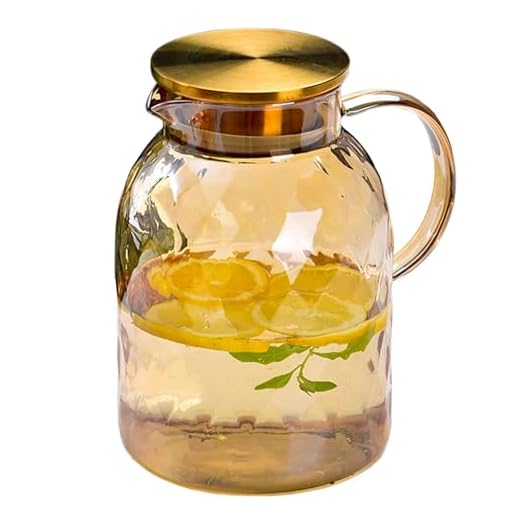 Glass Pitcher With Lid/Beverage Pitchers, Glass Carafe, For Juice Milk Hot Cold Beverage Coffee Lemonade Ice Tea Pitcher 60 oz