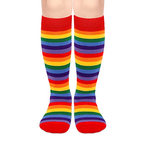 Olreco Toddler Soccer Socks Boys Girls Soccer Socks Kids Knee High Socks for Toddler Girls Toddler Tube Socks with Stripes