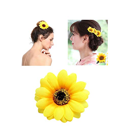 16 Pack Artificial Fake Yellow Small Daisy Sunflower Hair Clips Floral Hairpins Alligator Barrettes Brooches Pins Wedding Hawaiian Party Silk Flower Headpiece Beach Holiday Decoration For Women Girls #TOP1