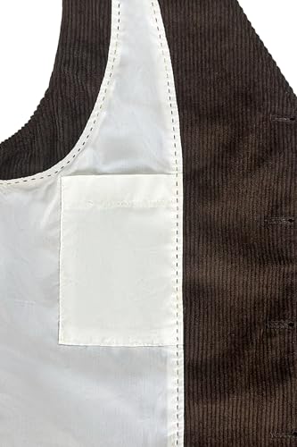 SevenBoy Men's Vintage Corduroy Suit Vest Casual V-Neck Dress Waistcoat3