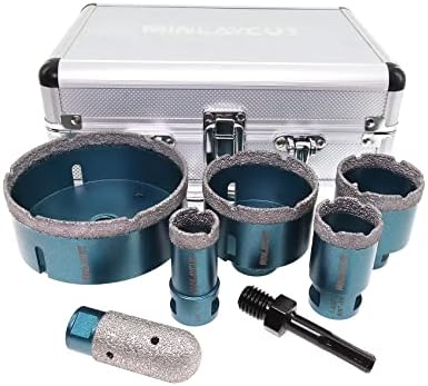 MINLAYCUT Diamond Core Drill Bits Set - 25/35/50/65/100mm+25F+SDS Tile Hole Saw Kit for Porcelain Ceramic Tile Granite Marble(7PCS)