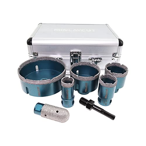 Minlaycut Diamond Core Drill Bits Set - 25/35/50/65/100Mm+25F+Sds Tile Hole Saw Kit For Porcelain Ceramic Tile Granite Marble(7Pcs) #TOP3