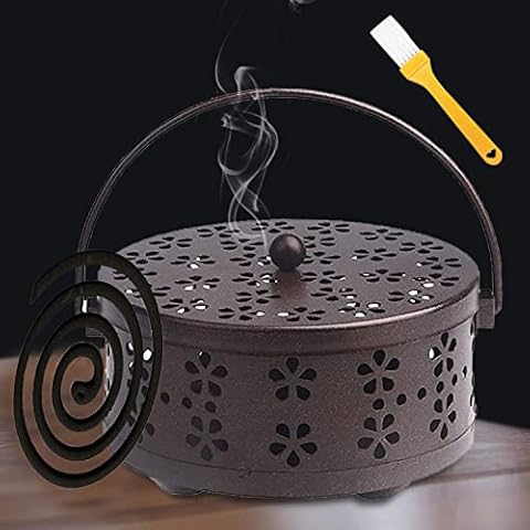 Mosquito Coil Halter, Tragbar Mückenspirale Halter, Sandelholz Metall-Räucherstäbchenhalter Cover