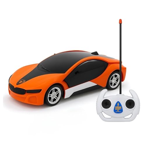 Image of K D Remote Control Car Toy of Race with Lightning, Music Effects, Universal Wheel (Orange)