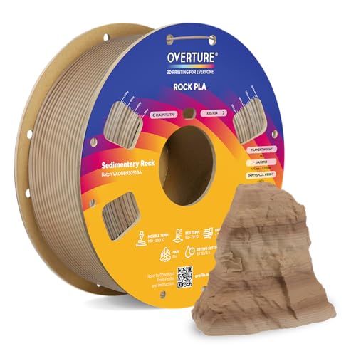 OVERTURE Rock PLA Filament 1.75mm, Marble PLA 3D Printer Filament 1kg Spool (2.2lbs), Dimensional Accuracy +/- 0.02 mm, Fit Most FDM Printer (Sedimentary Rock) by OVERTURE - Used condition - CA$21.00