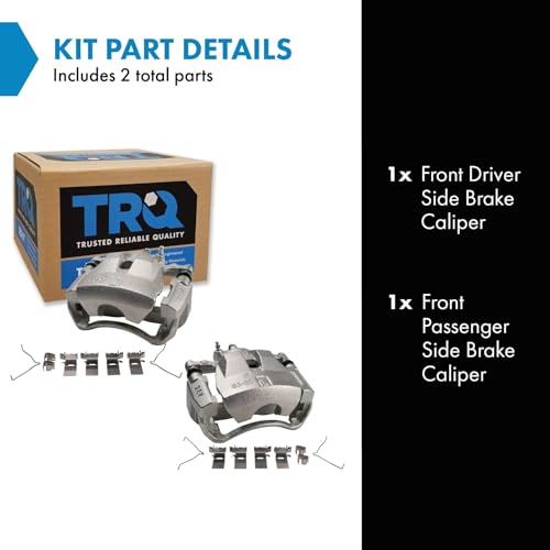 Image of TRQ Front Left and Right Brake Caliper Set Caliper Brackets Hardware Compatible with 07-11 Lexus ES350 12 Lexus ES350 To 8-31-11 07-11 Toyota Camry Japan Built Models 1st VIN Digit J