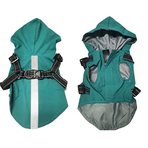 Hdkuw Dog Raincoat, Hooded Waterproof Rain Jacket With Harness, Adjustable Reflective Coat For Puppy Small Medium Dog (S, Blue) #TOP5