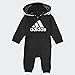 adidas unisex baby Infant Girls' and Boys' Long Sleeve Hooded Coverall Overalls, Black, 12 Months US