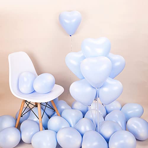 50 Pcs Baby Blue Heart Balloons Light Blue Balloons Heart Shaped Decorations For Baby Shower Birthday Party Valentines Graduation Wedding Anniversary (Baby Blue) #TOP2