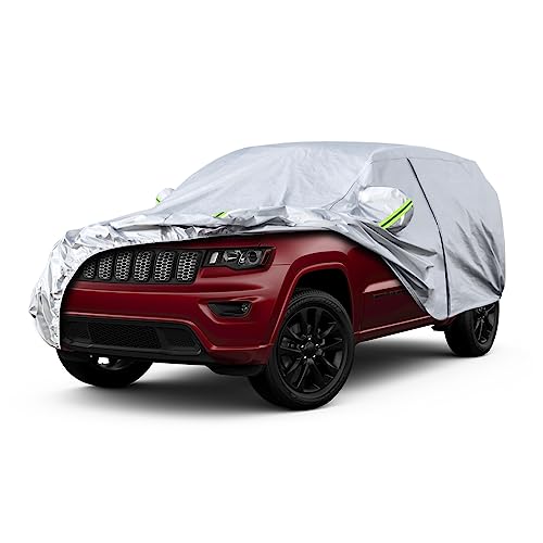 Image of KouKou 6 Layers Car Cover Custom Fit Jeep Grand Cherokee from 2005 to 2025, Waterproof Car Cover All Weather for Automobiles Outdoor Indoor with Zipper Door, Sun Rain Dust Snow Protection.
