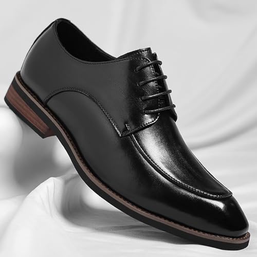 Men's Leather Lace Up Dress Oxfords Shoes Comfortable Slip on Round Penny Loafers Toe Classic Business Work Wedding Formal Derby Shoes Men's Oxfords4