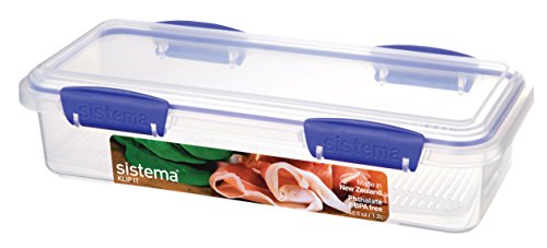 Klip It 1480 Sistema Storage Collection Rectangle Deli Storer, 40.5 oz/5 Cup, Blue