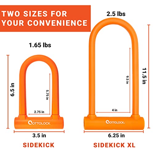 Ottolock Sidekick Compact U-Lock | Lightweight Silicone-Coated Bike Lock (Orange) #TOP5