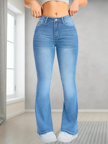 Image of THIRD QUADRANT Women's Wide Leg Fit Mid Rise Jeans || Bootcut Jeans || Wide Leg || Bell Bottom Jean