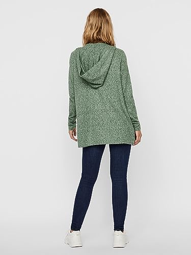 VERO Moda Damen Vmdoffy Ls Open Hood Vest Ga Noos Strickjacke, Riffle Green/Detail: Black Melange ,XS – Ansicht 3