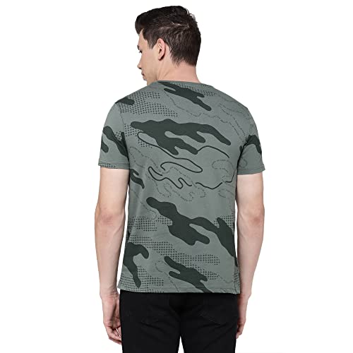 Image of Wrangler Men Olive Printed Regular Fit T-Shirt