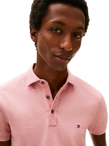 Image of Tommy Hilfiger Men's Short Sleeve Polo Shirts in Slim Fit with Stretch and Organic Pique Cotton