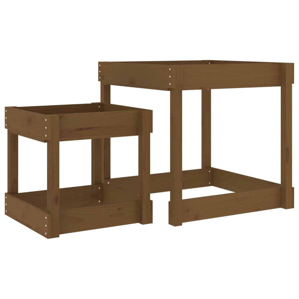 Tavoli Sabbiere 2 pz Marrone Ambra in Legno Massello di Pino,Giochi e giocattoli,Attrezzatura gioco per esterni-825054