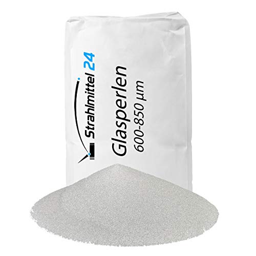 Preisvergleich Produktbild 25 KG GLASPERLEN STRAHLMASTER STRAHLMITTEL 600-800 µm STRAHLGUT GLASPERLEN SANDSTRAHLEN MICROGLASPERLEN