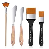 5-Teiliges Malmesser Für Acrylfarben Set, Hintergrundmischpinsel Und Fächerpinsel Spachtel, Malzubehör ölmalerei, Edelstahl-Palettenmesser Für Acryl-öl-Leinwand
