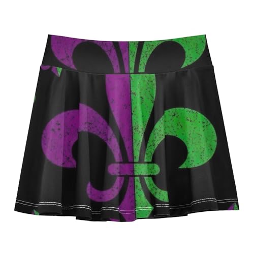 Tennis Skirts Toddler Fleur De Lis Grunge Texture Purple Black Athletic Shorts for Girls Skorts Cool Pink Butterfly 4t