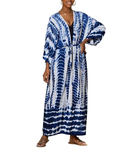 Image of Women's Kimono Cover Up Long Beach Dress Swimsuit Cover Ups Colorful Cardigan Lightweight Robe for Swimwear