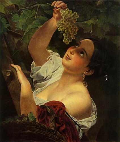 Graffiti art mural peinture affiche décorative fille italienne cueillant des raisins