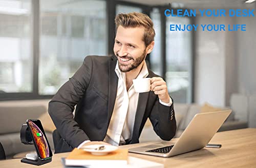 Carregador sem fio, estação de carregamento rápido sem fio 3 em 1 para Apple Watch 7/6/SE/5/4/3/2, A