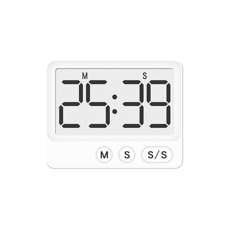 Xingdianfu Temporizador digital para cocina, cronómetro, cuenta regresiva hasta 99,59 y pantalla LCD, para estudiar, cocinas, oficinas, deportes, color blanco