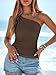 PRETTYGARDEN One Shoulder Going Out Tops for Women Trendy 2026 Summer Y2K Clothes Sleeveless Fitted Spring Fashion Shirts (Brown,Medium)