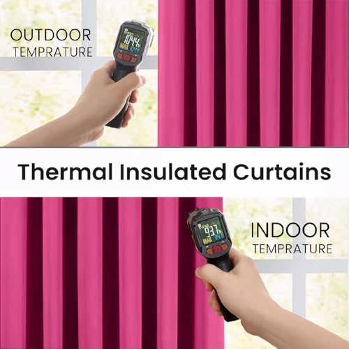 MILANO COLLECTIONS® Blackout Curtains for Bedroom & Living Room - Thermal Insulated Eyelet Curtains, 2 Panels with Tiebacks - Noise-Reducing, Sunlight Blocking Drapes for Home Décor (Pink) - Image 3