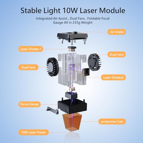 ORTUR Laser Master 2 S2 LU2-10A Laser Engraver Laser, 10000mW Engraving Cutting Machine, Class 4 High Accuracy Laser Cutter, DIY Laser Marking for Metal - Image 6