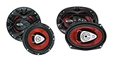Boss CH6520 CHAOS 6.5' 2-Way 250W CHAOS EXXTREME SERIES Car Coaxial Audio Speakers, Red and CH6930 Chaos Exxtreme 6x9' 3-Way 400W Car Audio Speakers