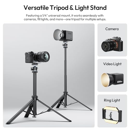 Image of ULANZI MT93 Universal 1 /4 inch Light Stand Camera Tripod w Auto-Open w UKA Quick-Release, 63 inch Portable Adjustable Ball Head Tripod for Cameras /Video Light /Phone /Outdoor Photo, Up Load 6.61lb, w Bag