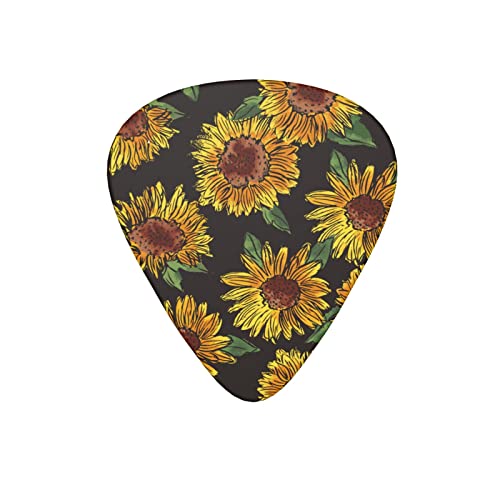 Lot de 12 médiators pour guitare électrique basse acoustique Motif tournesol Noir - Les Beatles, Paul McCartney, John Lennon, RIngo Starr, George Harrison Lot de 12 médiators pour guitare électrique basse acoustique Motif tournesol Noir