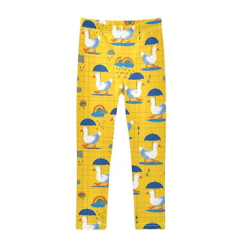 Duck Umbrella Rainbow Girls Leggings Soft Stretch Workout Yoga Dance Pants for Kids Casual Tights
