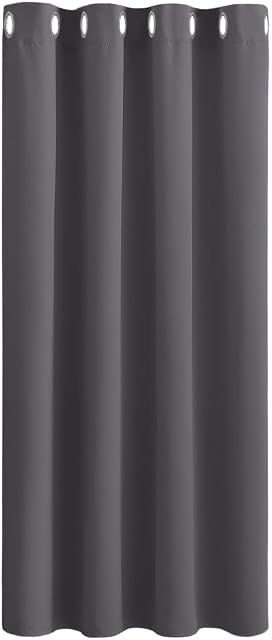 PONY DANCE Blackout Curtain for Bedroom - 52 x 63 inch Grey Thermal Insulated Blackout Eyelet Blackout Curtain for Kids Room & Nursery & Door, 1 Panel