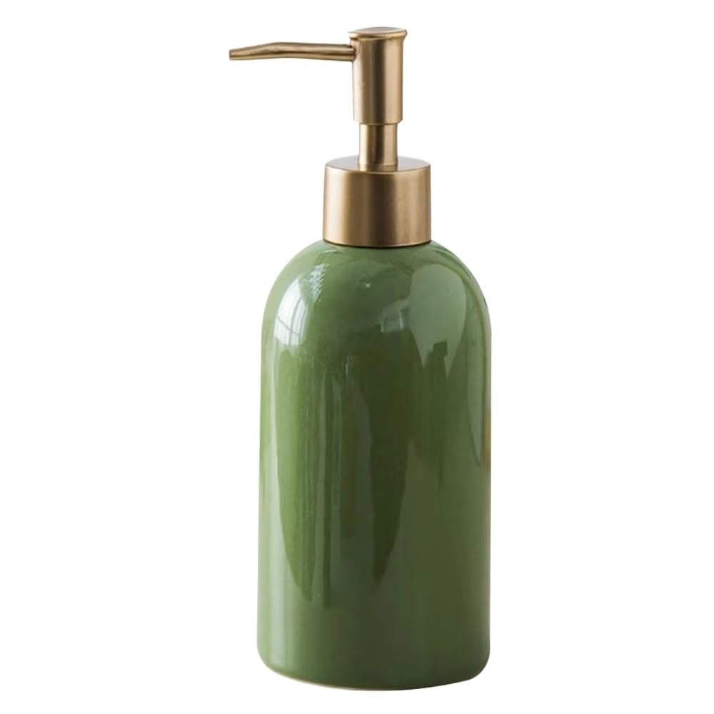 Ceramic Soap Dispenser Empty Ceramic Soap Dispenser Portable Refillable Liquid Pump Bottle Reusable Multi-purpose Hand Sanitizers Container(Green)