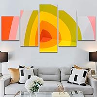 SIGNWIN 5 Panel Canvas Wall Art Abstract Colorful Geometric Hallway Minimalist Mixed Media Multicolor Patterns for Home Decorations Ready to Hang - 60