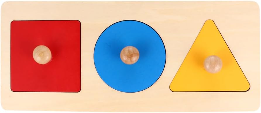 Toyandona Montessori Math Toy Geometry Shape Insets Wooden Puzzle for Preschool Kids 11.61In Fine Motor Skills Development and Shape Recognition Educational Toddler Toy