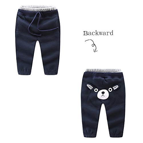 Image of Mud Kingdom Kids Fleece Jogger Pants Winter Cute Bear