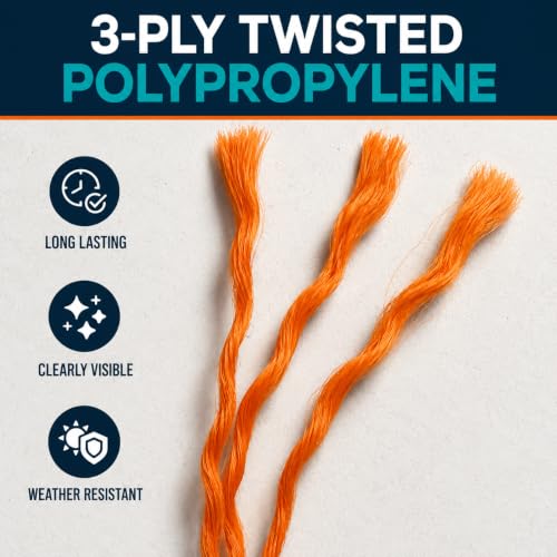 Image of Mason Line String 260FT, 390FT, 780FT, 1500FT, 2300FT, Durable Construction Twine for Laying Bricks, Blocks, Fences in Gardening, DIY & Landscaping Projects (Orange, 393 Ft)